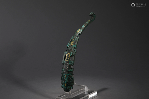 Bronze inlaid turquoise band hook in the Han Dynasty