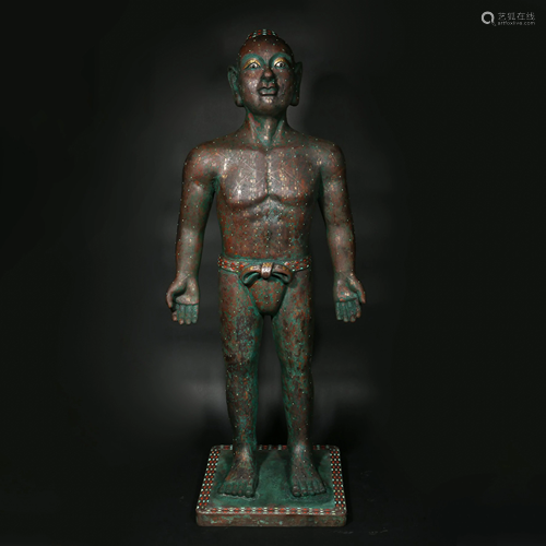 Bronze Dropout Silver Acupuncture Man in Han Dynasty