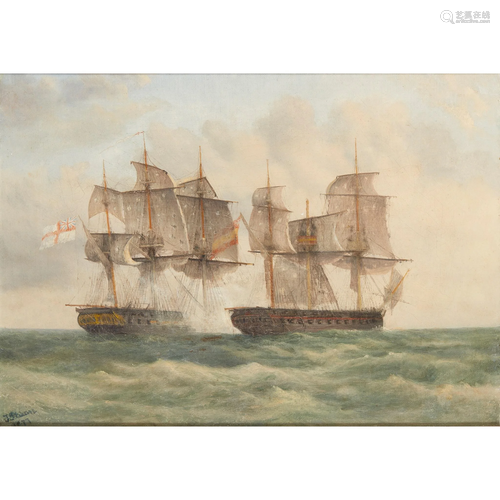 19TH CENTURY BRITISH SCHOOL A NAVAL ENGAGEMENT