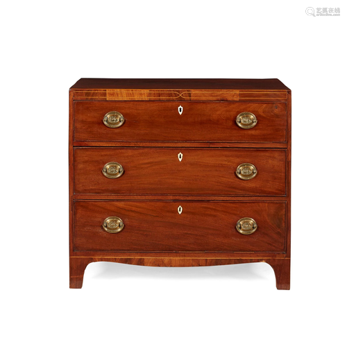 GEORGE III MAHOGANY AND LINE INLAID CADDY-TOP CHEST OF