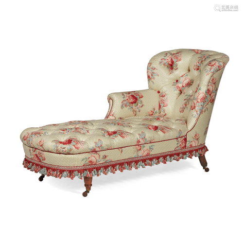 VICTORIAN BUTTON-UPHOLSTERED CHAISE LONGUE LATE…