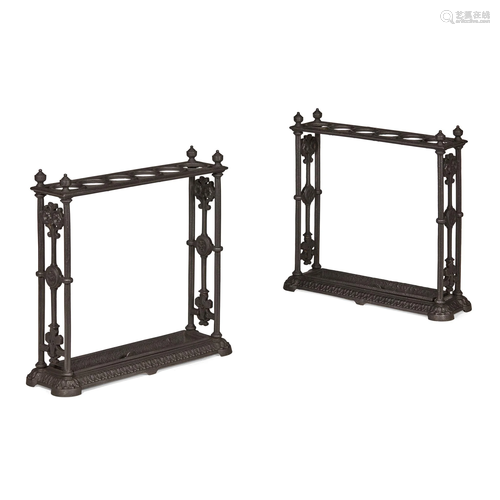 PAIR OF VICTORIAN CAST IRON STICK STANDS 19TH CENTURY