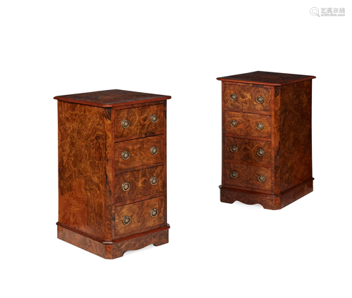 PAIR OF VICTORIAN WALNUT BEDSIDE CHESTS 19TH CENTURY,