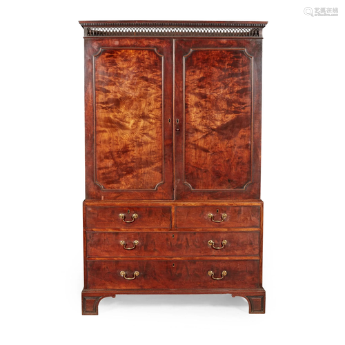 SCOTTISH GEORGE III MAHOGANY LINEN PRESS, ATTRIBUT…