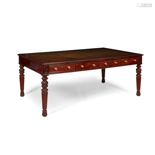 REGENCY LARGE MAHOGANY LIBRARY WRITING TABLE, IN THE