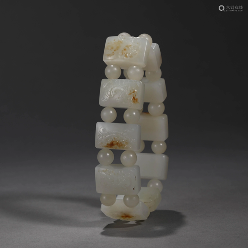 Hetian Jade Beast Pattern Bracelet in Qing Dynasty