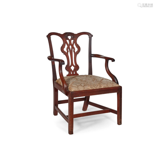 GEORGE III MAHOGANY OPEN ARMCHAIR, IN THE CHIPPEND…