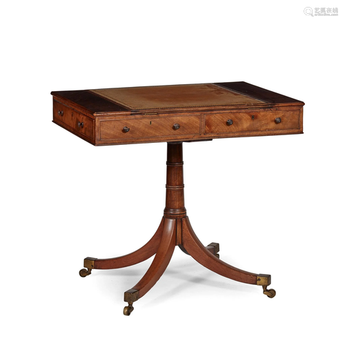 LATE GEORGE III MAHOGANY PEDESTAL WRITING TABLE LATE