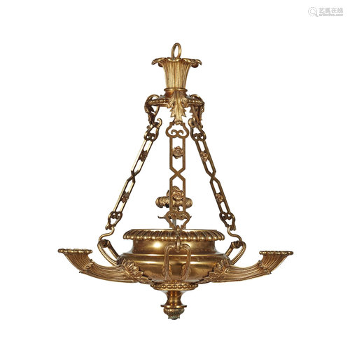 WILLIAM IV LACQUERED BRASS COLZA CHANDELIER MID 19TH