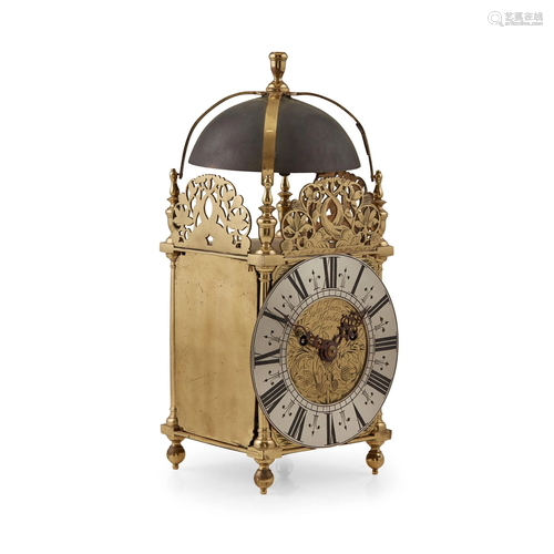 17TH CENTURY STYLE BRASS LANTERN CLOCK 19TH/EARLY 20TH