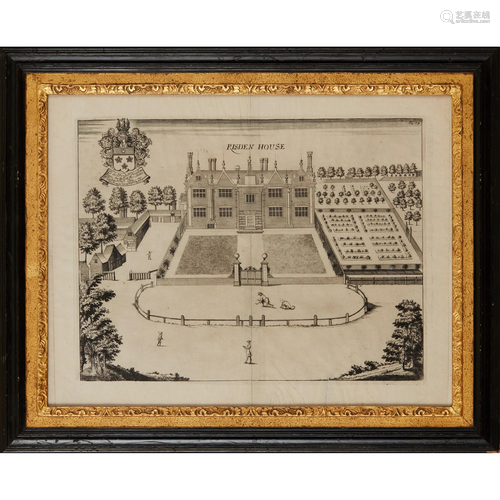 EIGHT ENGRAVINGS OF BIRDS EYE VIEWS OF COUNTRY HOUSES,