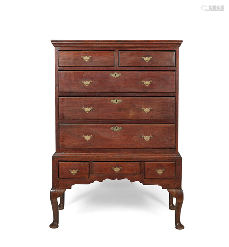 GEORGE II OAK SMALL CHEST-ON-STAND 18TH CENTURY