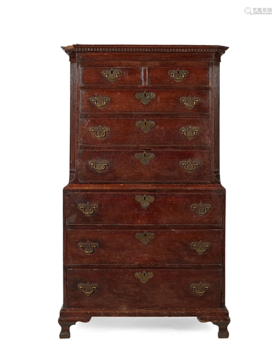 GEORGE II PROVINCIAL OAK CHEST-ON-CHEST MID 18TH