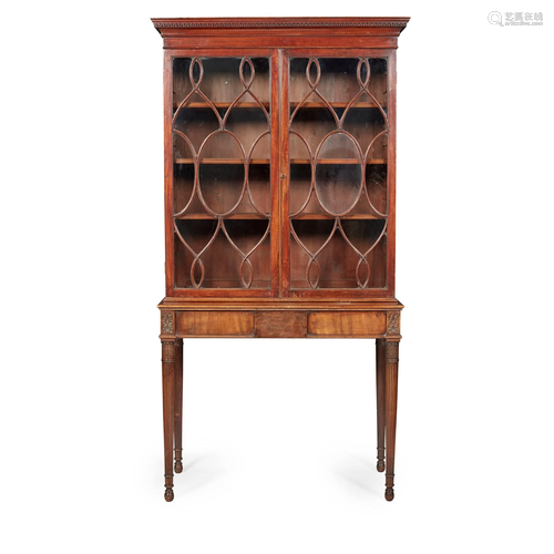 GEORGE III MAHOGANY DISPLAY CABINET-ON-STAND 18TH