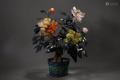 Cloisonne Flower Bonsai in Qing Dynasty