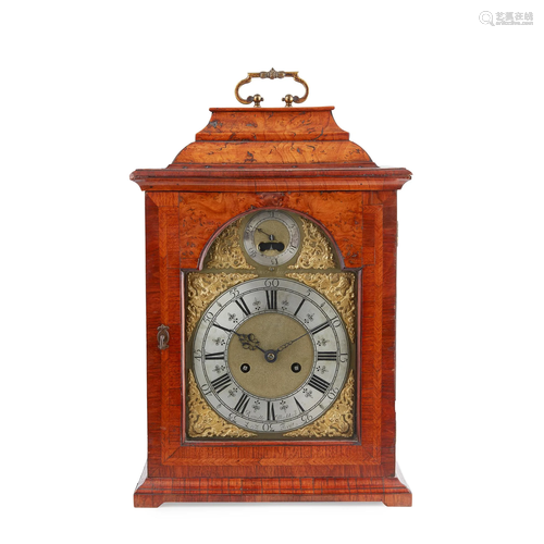 GEORGE II BURR YEW AND WALNUT BRACKET CLOCK, RANDLE