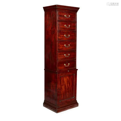 GEORGE III TALL MAHOGANY GENTLEMAN'S CABINET LATE 18TH