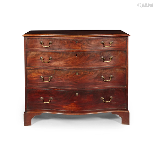 GEORGE III MAHOGANY SERPENTINE CHEST OF DRAWERS LATE