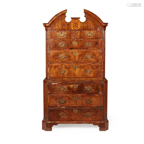 GEORGE I WALNUT, CROSSBANDED, AND INLAID CHEST-…