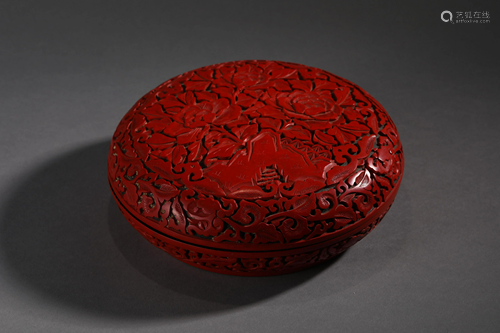 Red Flower Carved Box in Qing Dynasty