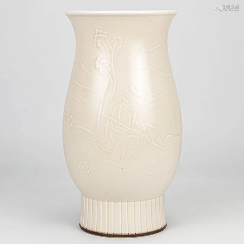 A Bing and Grondahl vase made of porcelain in Denmark.