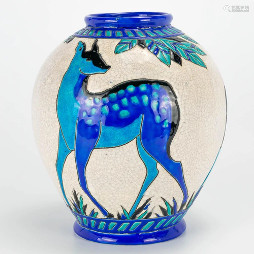 Charles CATTEAU (1880-1966) a ceramic vase with decor