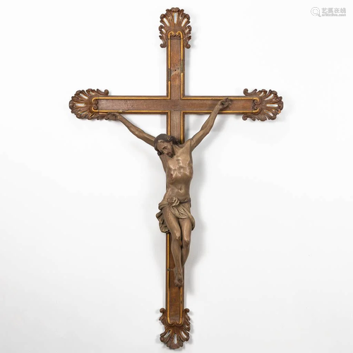 A large corpus on crucifix with polychrome. 19th