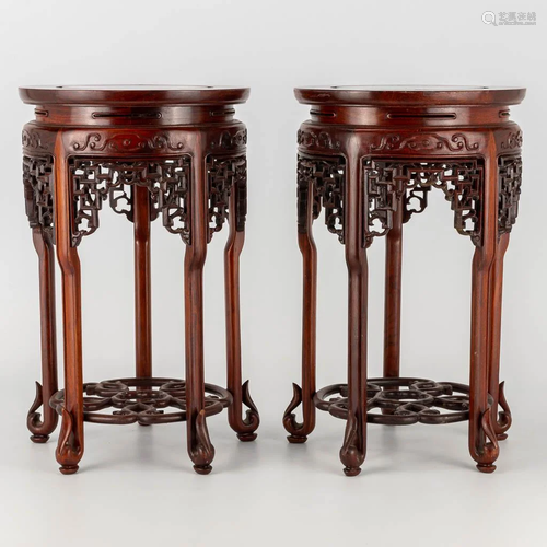 A pair of Chinese pedestals made of fine sculptured