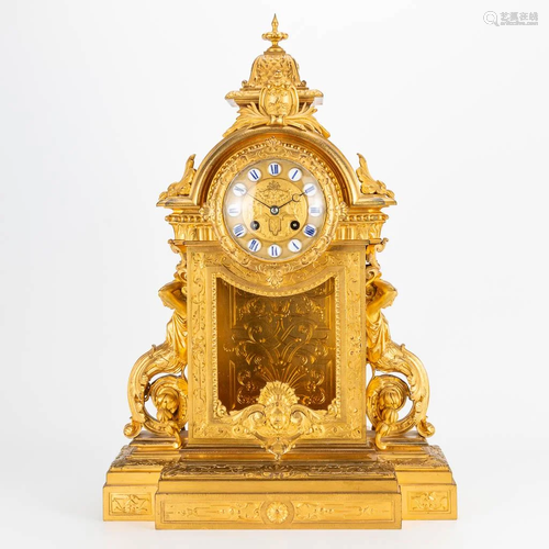 A clock made of ormolu gilt bronze in neoclassical