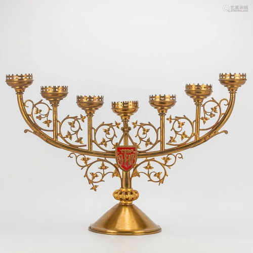 A church candlestick with 7 candle holders, Neogothic