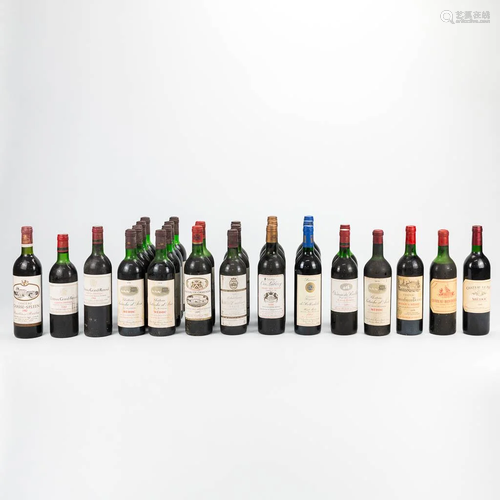 A collection of 13 different types of bottles of Medoc