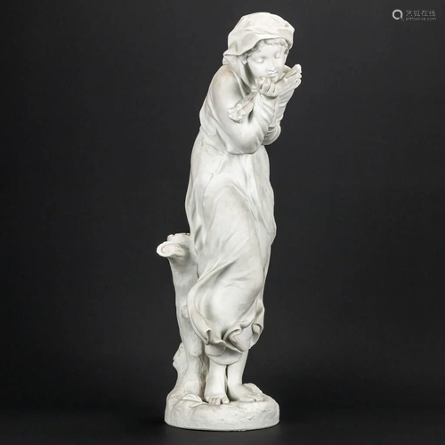 An elegant biscuit porcelain statue marked Sevres,