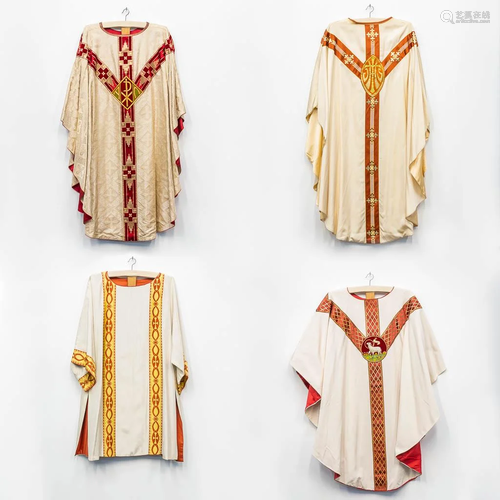 A collection of 4 Chasubles, the second half of the