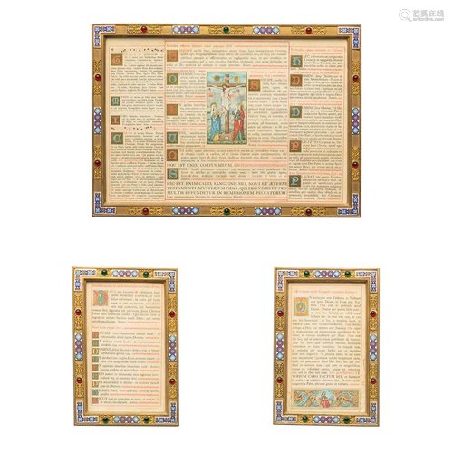 A set of 3 religious bronze frames decorated with