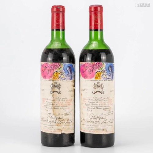 A collection of 2 bottles of Chateau Mouton Rothschild