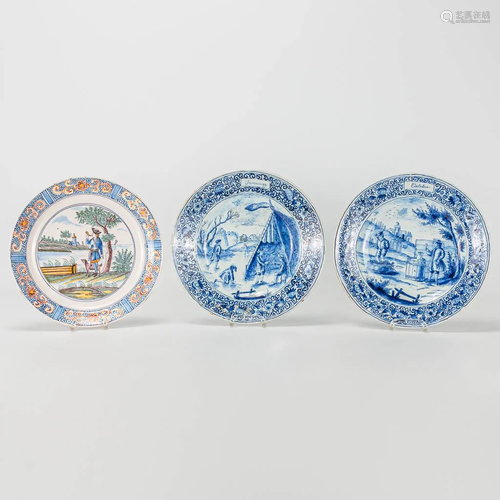 A collection of 3 faience plates 'The Seasons', marked