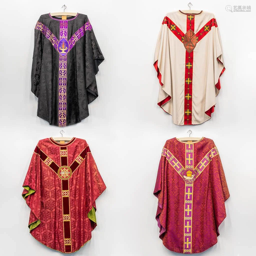 A collection of 4 Chasubles, the second half of the