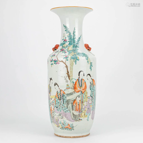 A Chinese vase with decor of ladies and playing