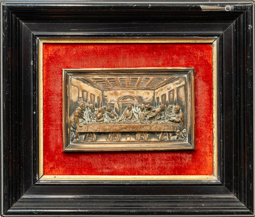 An antique bronze plaque, 'The Last Supper' with