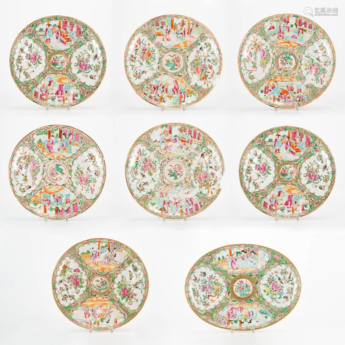 A collection of 8 canton style plates made of Chinese