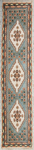 An Oriental hand-made carpet runner. Hamadan.