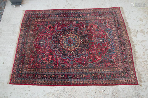 An Oriental hand-made carpet. Meshed.