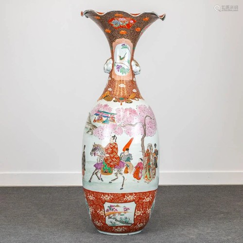 A large vase made of Japansese porcelain, decorated