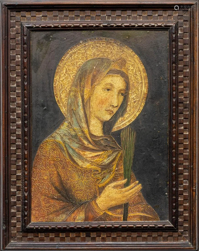 A terracotta plaque of Catharina Da Siena after an