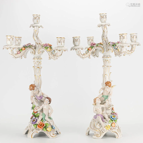 A pair of candelabra made of porcelain in Plau, Germany