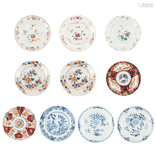 A collection of 10 display plates made of Oriental