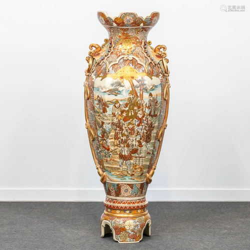 An exceptionally large Satsuma vase, made in Japan.