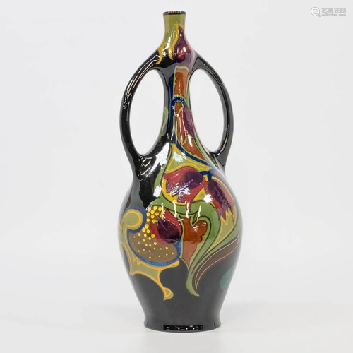 A Gouda pottery vase in art nouveau style made in south