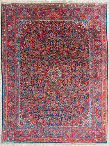 A large Oriental hand-made carpet. Kachan.