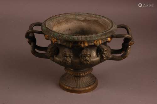 A 19th century continental footed bowl, having twin looping ...